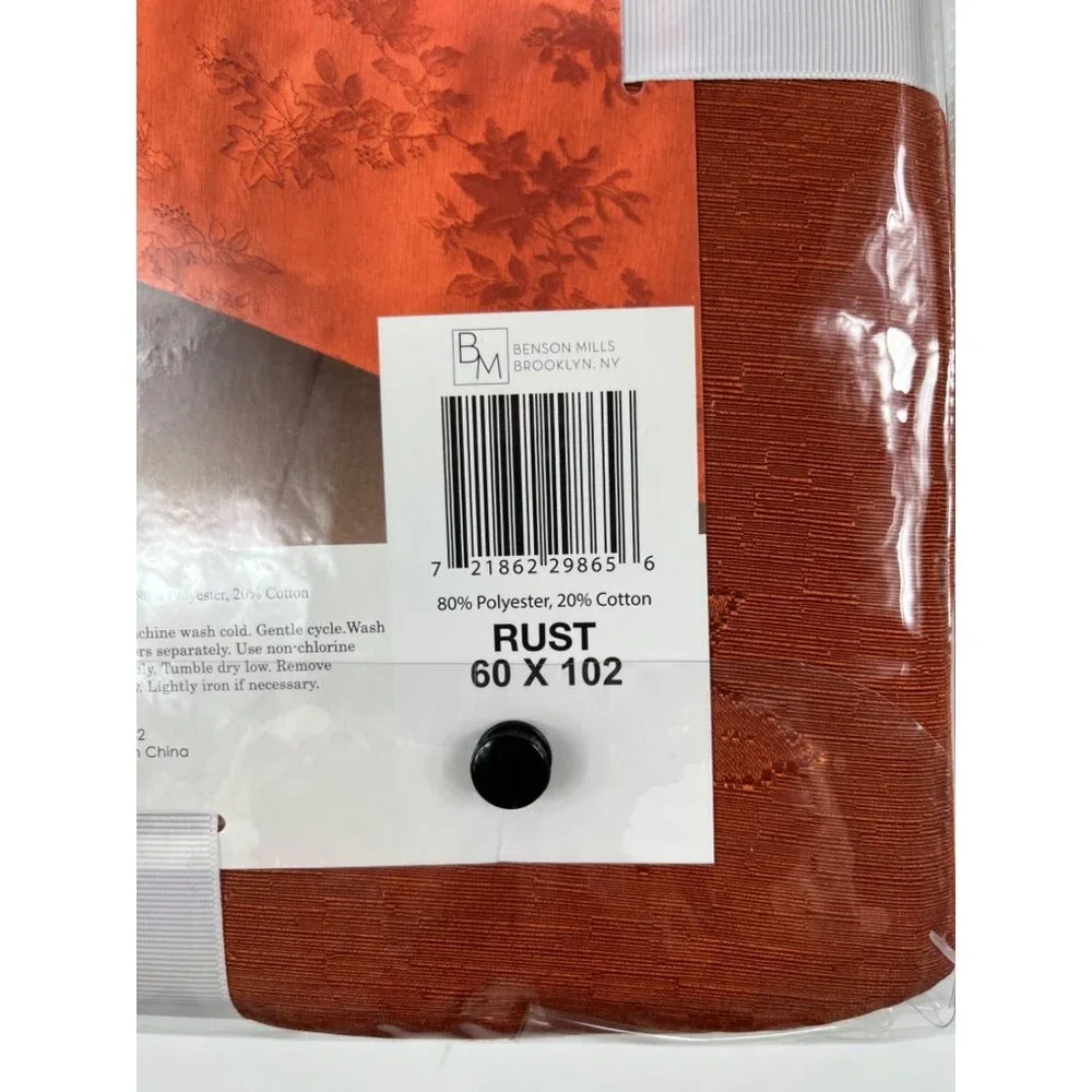 Benson Mills Fall Countryside Leaves Raised Jacquard Rust Tablecloth 60